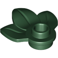 Plant, Plate 1 × 1 Round with 3 Leaves Dark Green