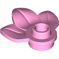Plant, Plate 1 × 1 Round with 3 Leaves Bright Pink