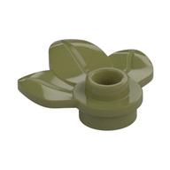 Plant, Plate 1 × 1 Round with 3 Leaves Olive Green