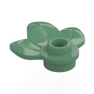 Plant, Plate 1 × 1 Round with 3 Leaves Sand Green