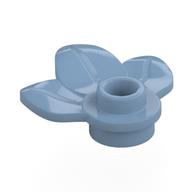 Plant, Plate 1 × 1 Round with 3 Leaves Sand Blue