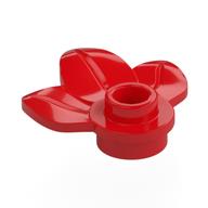 Plant, Plate 1 × 1 Round with 3 Leaves Red