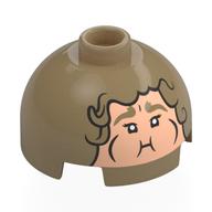 Brick Round 2 × 2 Dome Top with Light Nougat Bloated Face print Dark Tan