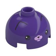 Brick Round 2 × 2 Dome Top, Vented Stud with Face, Bright Pink Nose print Dunkellila