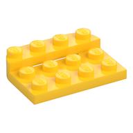 Plate Round Corners Double 3 × 4 with 1 × 4 Raised Edge Studs Yellow