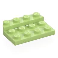 Plate Round Corners Double 3 × 4 with 1 × 4 Raised Edge Studs Yellowish Green