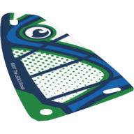 Sail, Windsurfer, 6 × 12 Triangle, with Dark Blue Wave in Circle, with Dark Azure, Dark Blue, & Green Markings Print Trans-Clear