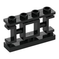 Fence 1 × 4 × 2 Ornamental Asian Lattice Square with 4 Studs Black