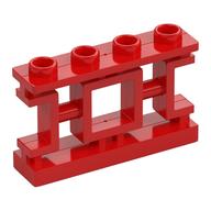 Fence 1 × 4 × 2 Ornamental Asian Lattice Square with 4 Studs Red