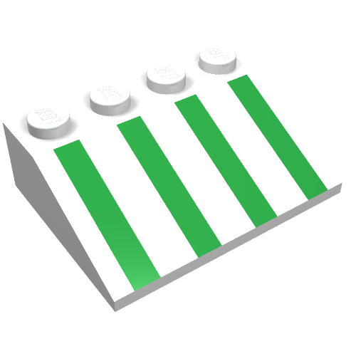 Brick Sloped 33° 3 × 4 with Green Stripes Print White