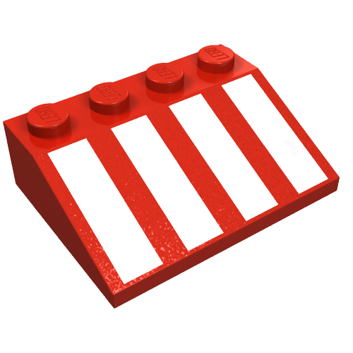 Brick Sloped 33° 3 × 4 with White Stripes Print Rot