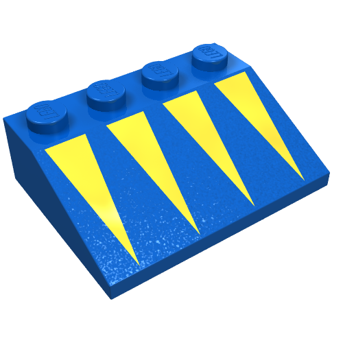 Brick Sloped 33° 3 × 4 with Yellow Triangles Print Blau