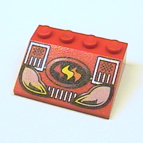 Brick Sloped 33° 3 × 4 with Fire Cruiser Print Red
