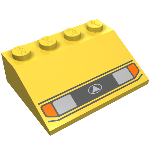 Brick Sloped 33° 3 × 4 with Headlights Print Yellow