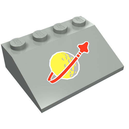 Brick Sloped 33° 3 × 4 with Classic Space Logo Print Hellgrau