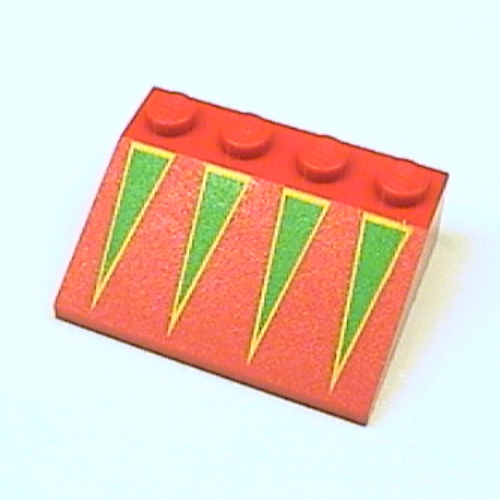 Brick Sloped 33° 3 × 4 with Green Triangles with Yellow Border Print Rot