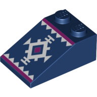 Brick Sloped 33° 3 × 2 with White Snowflake, Dark Purple Lines print Dark Blue