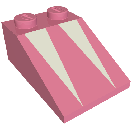 Brick Sloped 33° 3 × 2 with White Triangles Print Medium Dark Pink