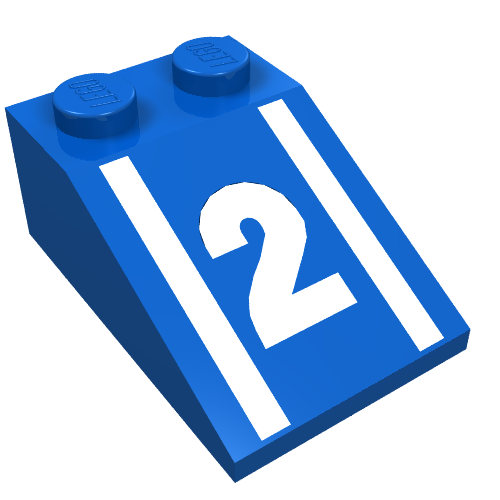 Dachstein 33° 3 × 2 mit weiß '2' Druck Blau