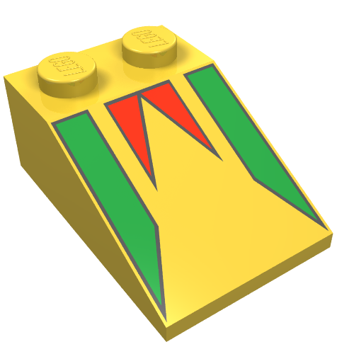 Brick Sloped 33° 3 × 2 with Freestyle Flag Print Gelb