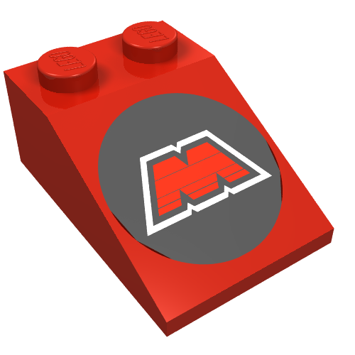 Brick Sloped 33° 3 × 2 with MTron Logo Print Rot