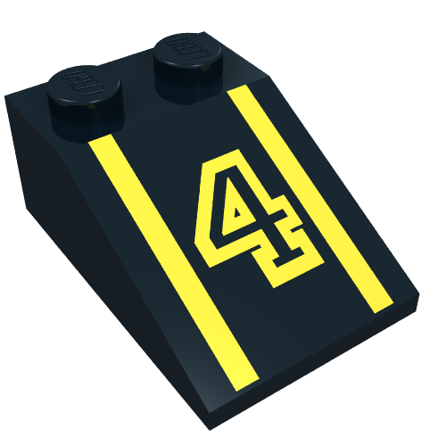 Brick Sloped 33° 3 × 2 with Yellow Number '4', Stripes Print