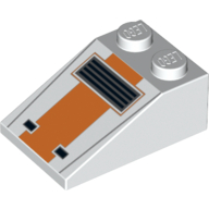 Brick Sloped 33° 3 × 2 with Orange Snowspeeder Nose Vent Print Weiß