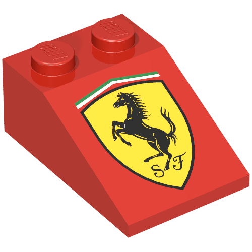 Brick Sloped 33° 3 × 2 with Ferrari Logo Print Rot