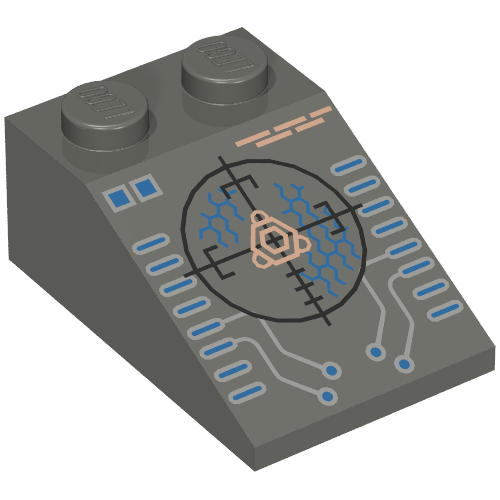 Brick Sloped 33° 3 × 2 with Insectoid Scope Print Dark Gray