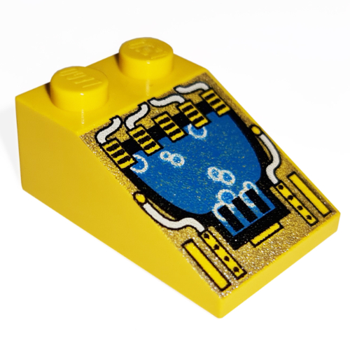 Brick Sloped 33° 3 × 2 with Divers Bubbles Print Yellow