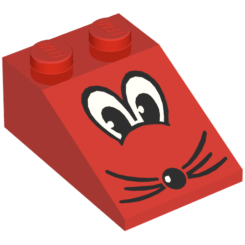 Brick Sloped 33° 3 × 2 with Eyes, Nose and Whiskers Print Rot