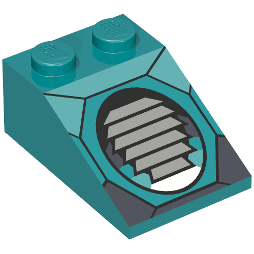 Brick Sloped 33° 3 × 2 with Louver Print Dark Turquoise