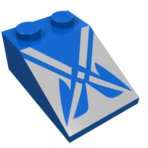 Brick Sloped 33° 3 × 2 with Crisscross Star Wars Print Blue