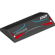 Brick Sloped 33° 2 × 4 Double with Red Taillights, Silver Undercarriage and '2.0' Print Black