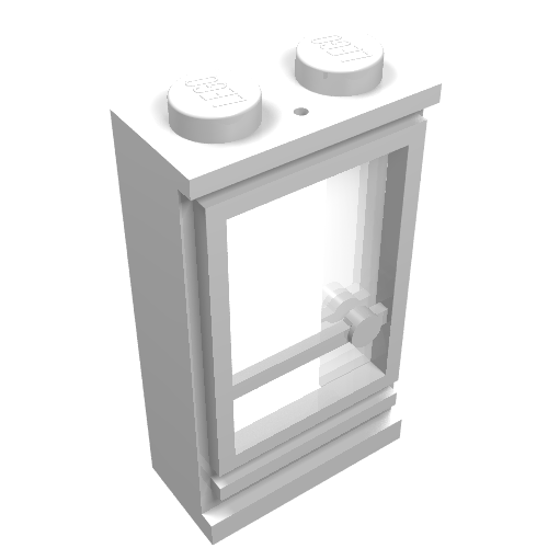 Door 1 × 2 × 3 Left with Solid Studs, Fixed Glass White