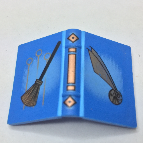 Book 2 × 3 with Quidditch Broom and Golden Snitch Print Blau