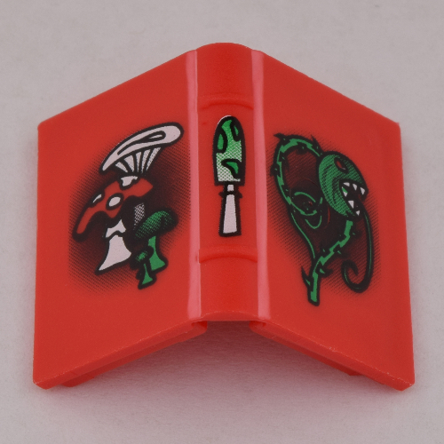 Book 2 × 3 with Mushrooms and Vine Print Red