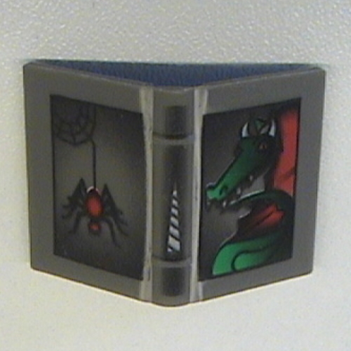 Book 2 × 3 with Dragon and Spider Print Dunkelgrau