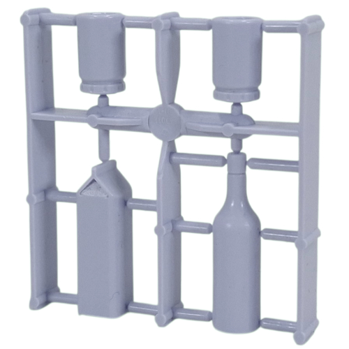 Belville / Scala, Food, Table Containers (Wine, Milk, 2 Jars) [Complete Sprue] Medium Blue