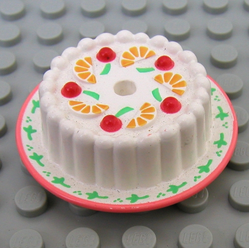 Scala, Food, Cake with Red Cherries and Oranges Print Weiß