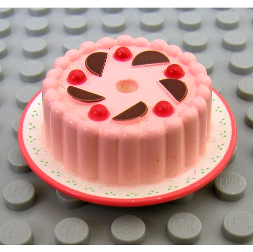 Scala, Food, Cake, Pink Frosting with Red Cherries and Chocolate Wedges Print Weiß