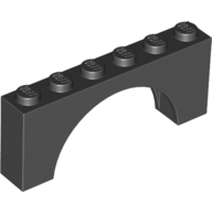 Brick Arch 1 × 6 × 2 - Thick Top with Reinforced Underside Schwarz