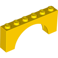 Brick Arch 1 × 6 × 2 - Thick Top with Reinforced Underside Yellow