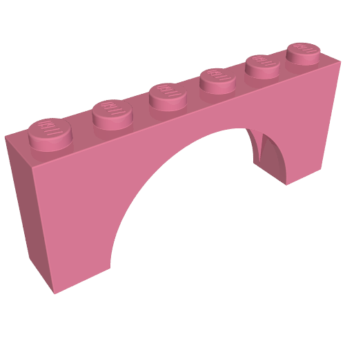 Brick Arch 1 × 6 × 2 - Thick Top with Reinforced Underside Mitteldunkelrosa