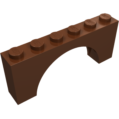 Brick Arch 1 × 6 × 2 - Thick Top with Reinforced Underside Reddish Brown