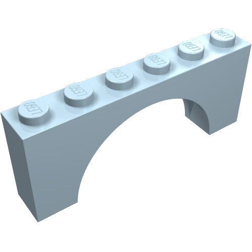 Brick Arch 1 × 6 × 2 - Thick Top with Reinforced Underside Light Blue