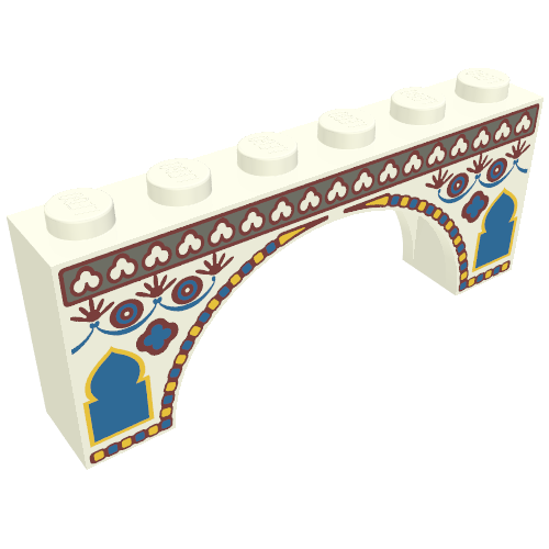 Brick Arch 1 × 6 × 2 with Indian Print White