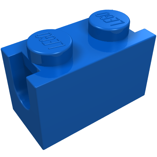 Brick Special 1 × 2 with Digger Bucket Arm Holder Blau