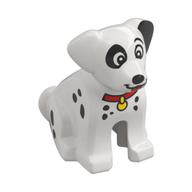Animal, Dog Sitting with Black Spots, Red Collar, Yellow Pendant (Dalmatian) print Weiß