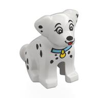 Animal, Dog Sitting with Black Spots, Medium Azure Collar, Yellow Pendant (Dalmatian) print Weiß